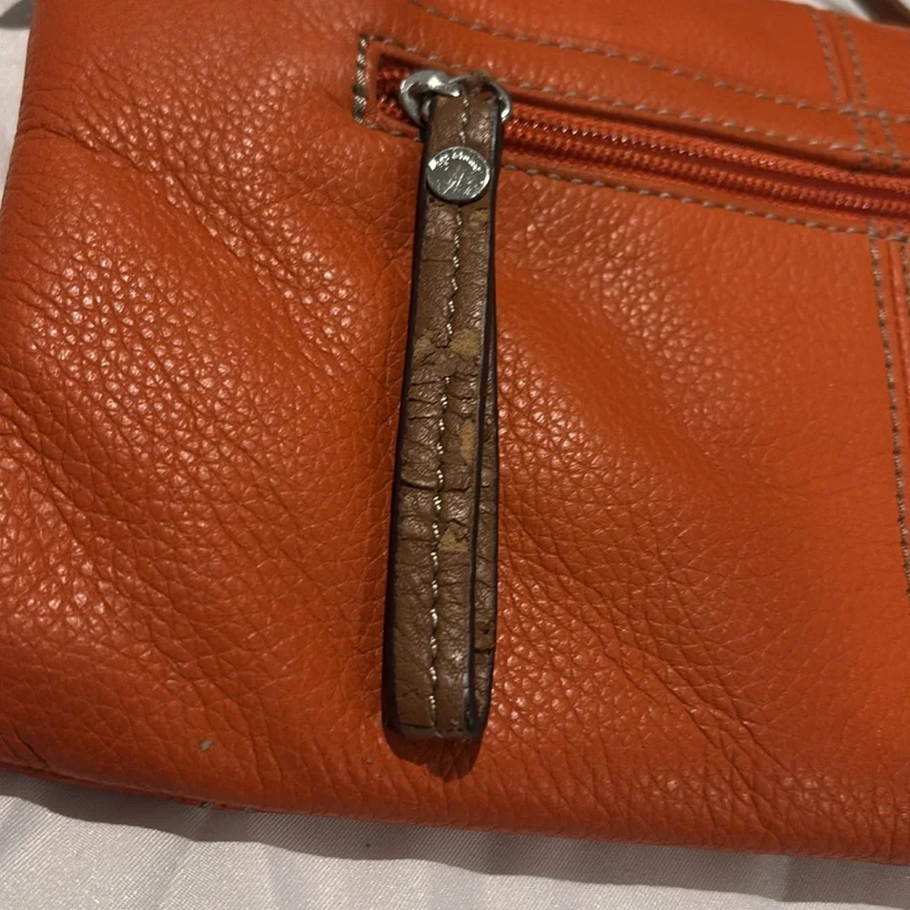Tignanello Pebble Leather Envelope Flap Crossbody/Clutch-Pumpkin Orange …